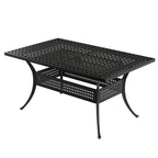Table à manger rectangulaire extensible en aluminium moulé de 80 po avec trou pour parasol