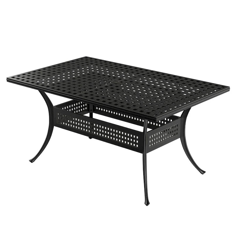 Table à manger rectangulaire extensible en aluminium moulé de 80 po avec trou pour parasol