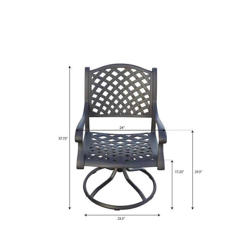 Ensemble de salle à manger d'extérieur Nassau 11 pièces (avec 2 fauteuils à bascule pivotants) et table à manger rectangulaire extensible 42 x 92 / 42 x 120