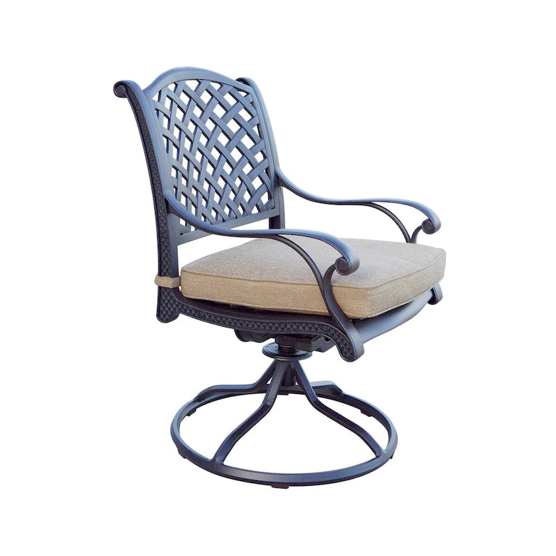 Ensemble de salle à manger d'extérieur Nassau 11 pièces (avec 2 fauteuils à bascule pivotants) et table à manger rectangulaire extensible 42 x 92 / 42 x 120
