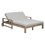 Chaise longue d'extérieur en acacia avec dossier réglable, style fermette