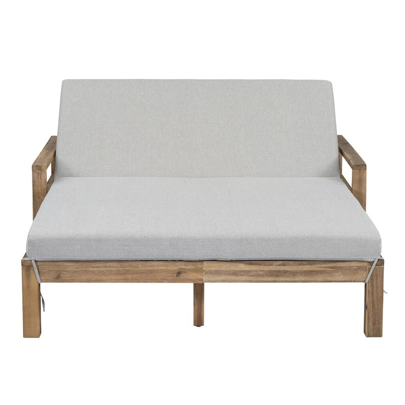 Chaise longue d'extérieur en acacia avec dossier réglable, style fermette
