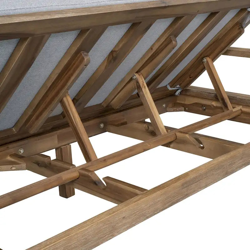 Chaise longue d'extérieur en acacia avec dossier réglable, style fermette