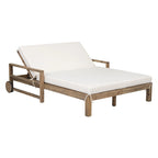 Chaise longue d'extérieur en acacia avec dossier réglable, style fermette