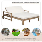 Chaise longue d'extérieur en acacia avec dossier réglable, style fermette