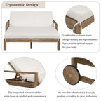 Chaise longue d'extérieur en acacia avec dossier réglable, style fermette