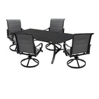 Ensemble de salle à manger 5 pièces en aluminium avec chaises pivotantes en textilène pour l'extérieur