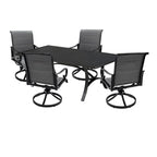 5-Piece Outdoor Textilene Aluminum Swivel Chair Dining Set