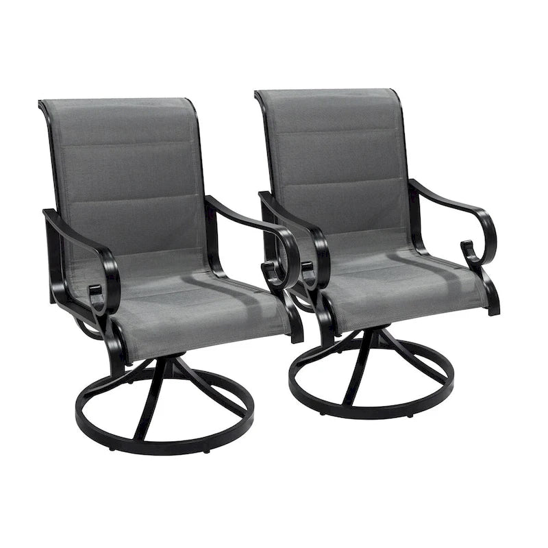 Ensemble de salle à manger 5 pièces en aluminium avec chaises pivotantes en textilène pour l'extérieur