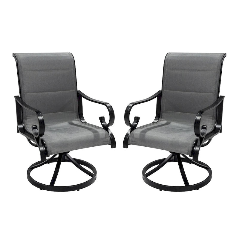 Ensemble de salle à manger 5 pièces en aluminium avec chaises pivotantes en textilène pour l'extérieur
