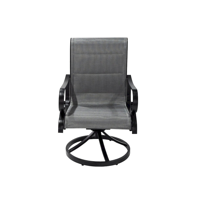 Ensemble de salle à manger 5 pièces en aluminium avec chaises pivotantes en textilène pour l'extérieur