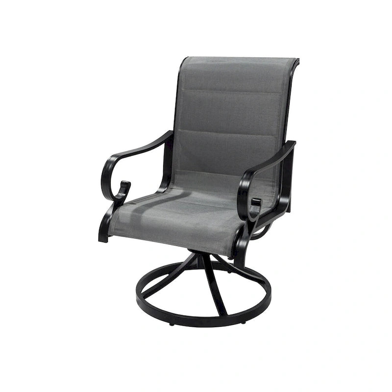 Ensemble de salle à manger 5 pièces en aluminium avec chaises pivotantes en textilène pour l'extérieur