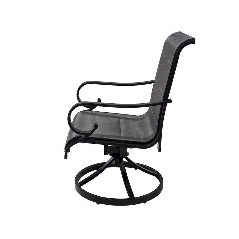 Ensemble de salle à manger 5 pièces en aluminium avec chaises pivotantes en textilène pour l'extérieur