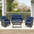 Banc planeur d'extérieur, causeuse de patio avec fauteuil pivotant - Marron