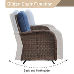 Banc planeur d'extérieur, causeuse de patio avec fauteuil pivotant - Marron