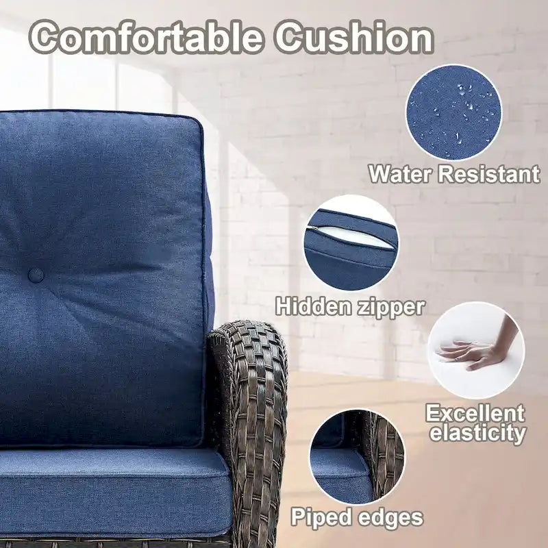 Banc planeur d'extérieur, causeuse de patio avec fauteuil pivotant - Marron