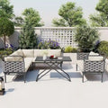Ensemble de canapé d'angle moderne 5 pièces pour patio avec table en verre et coussins