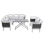 Ensemble de canapé d'angle moderne 5 pièces pour patio avec table en verre et coussins