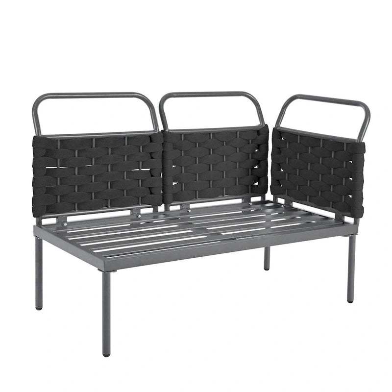 Ensemble de canapé d'angle moderne 5 pièces pour patio avec table en verre et coussins