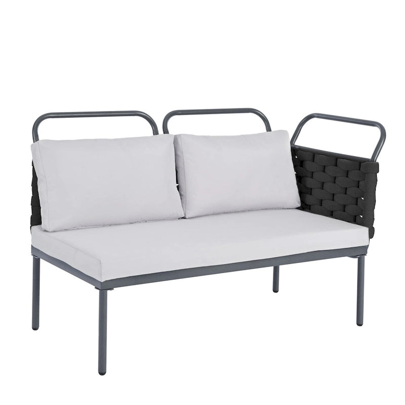 Ensemble de canapé d'angle moderne 5 pièces pour patio avec table en verre et coussins