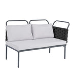 Ensemble de canapé d'angle moderne 5 pièces pour patio avec table en verre et coussins