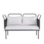Ensemble de canapé d'angle moderne 5 pièces pour patio avec table en verre et coussins
