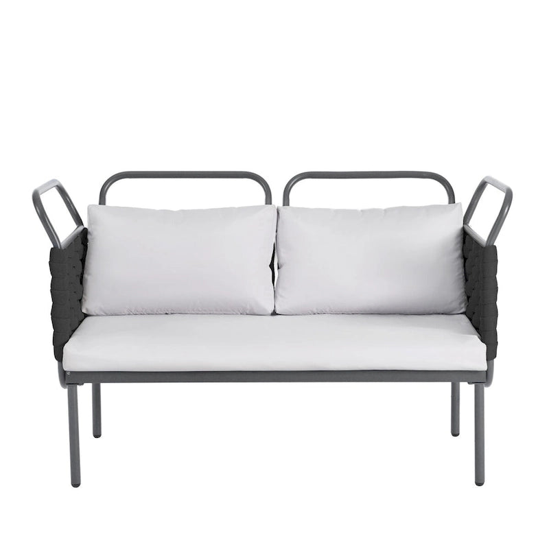 Ensemble de canapé d'angle moderne 5 pièces pour patio avec table en verre et coussins
