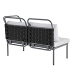Ensemble de canapé d'angle moderne 5 pièces pour patio avec table en verre et coussins