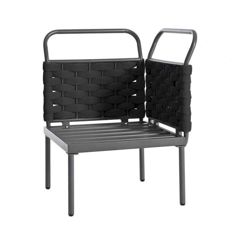 Ensemble de canapé d'angle moderne 5 pièces pour patio avec table en verre et coussins
