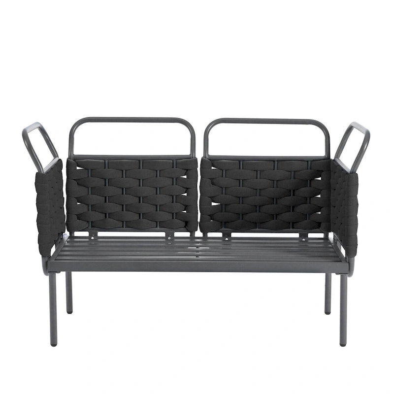 Ensemble de canapé d'angle moderne 5 pièces pour patio avec table en verre et coussins