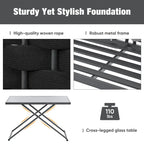 Ensemble de canapé d'angle moderne 5 pièces pour patio avec table en verre et coussins