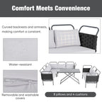 Ensemble de canapé d'angle moderne 5 pièces pour patio avec table en verre et coussins