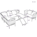 Ensemble de canapé d'angle moderne 5 pièces pour patio avec table en verre et coussins