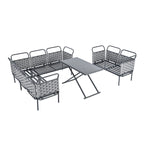Ensemble de canapé d'angle moderne 5 pièces pour patio avec table en verre et coussins