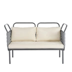 Ensemble de canapé d'angle moderne 5 pièces pour patio avec table en verre et coussins