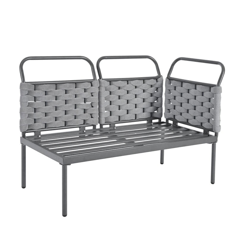 Ensemble de canapé d'angle moderne 5 pièces pour patio avec table en verre et coussins