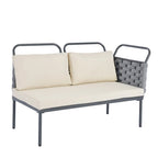 Ensemble de canapé d'angle moderne 5 pièces pour patio avec table en verre et coussins