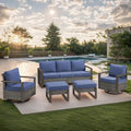 Ensemble de canapé de patio Gymojoy avec chaise-balançoire et poufs – Gris