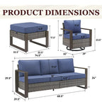 Ensemble de canapé de patio Gymojoy avec chaise-balançoire et poufs – Gris