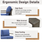 Ensemble de canapé de patio Gymojoy avec chaise-balançoire et poufs – Gris