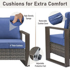 Ensemble de canapé de patio Gymojoy avec chaise-balançoire et poufs – Gris