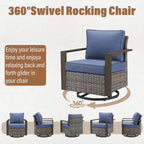 Ensemble de canapé de patio Gymojoy avec chaise-balançoire et poufs – Gris