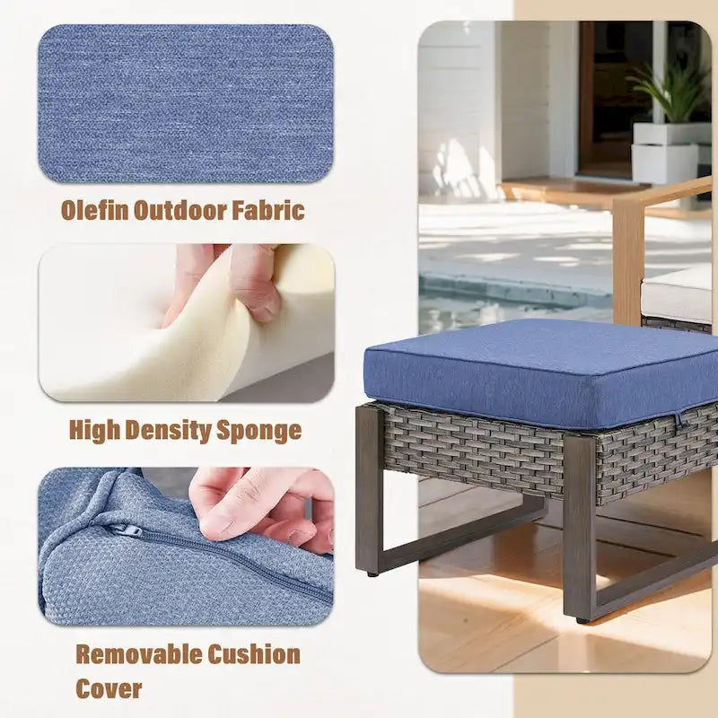Ensemble de canapé de patio Gymojoy avec chaise-balançoire et poufs – Gris