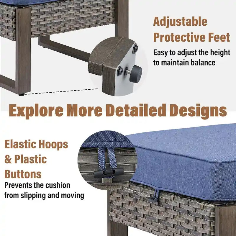 Ensemble de canapé de patio Gymojoy avec chaise-balançoire et poufs – Gris