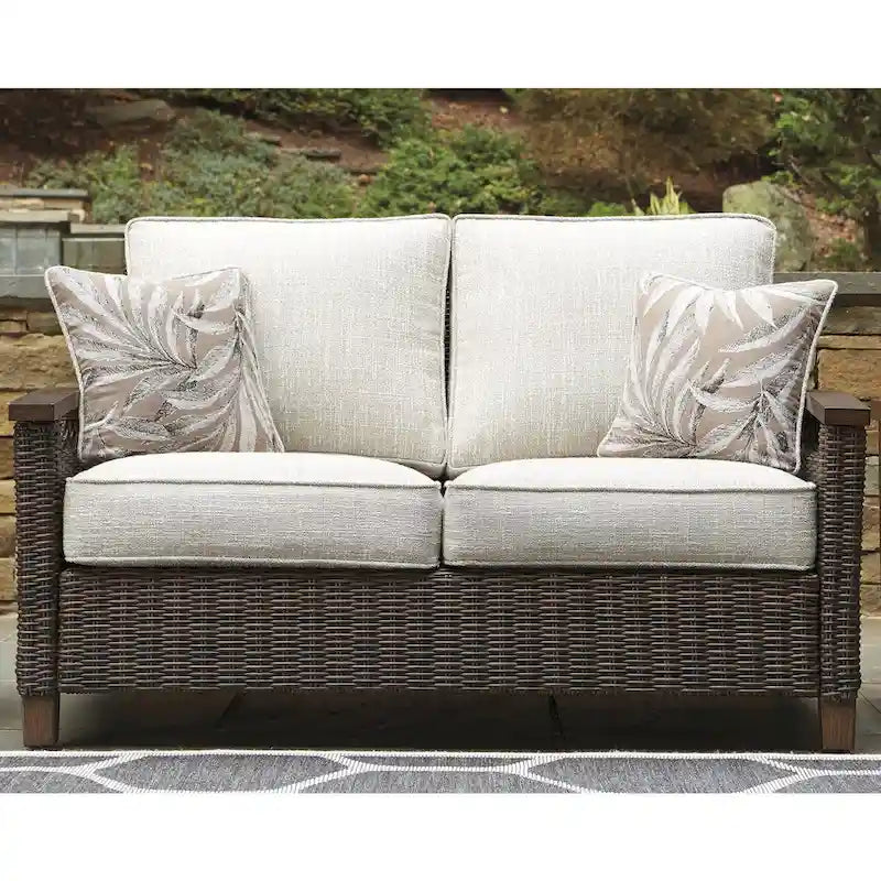 Signature Design by Ashley Paradise Trail Ensemble de 3 meubles d'extérieur marron/beige - 84L x 34P x 37H