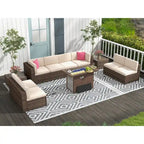 Ensemble de mobilier de patio 11 pièces, ensembles de canapé sectionnel d'extérieur