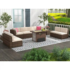 Ensemble de mobilier de patio 11 pièces, ensembles de canapé sectionnel d'extérieur