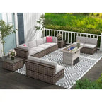 Ensemble de mobilier de patio 11 pièces, ensembles de canapé sectionnel d'extérieur