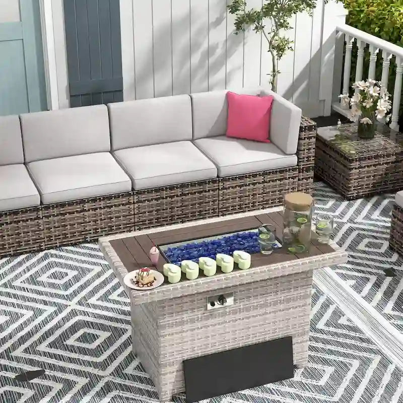Ensemble de mobilier de patio 11 pièces, ensembles de canapé sectionnel d'extérieur