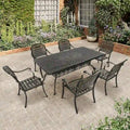 Clihome 7 Piece Patio Cast Aluminum Outdoor Dining Set in Bronze